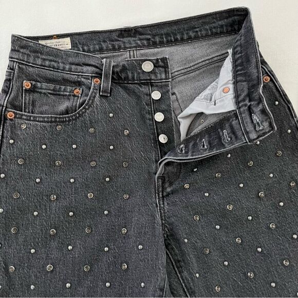 Levi's 501 Original Studded Front Straight Jeans in Black Wash, Size 27 NWOT - Picture 9 of 15